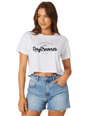 WOMENS CROP TEE: White